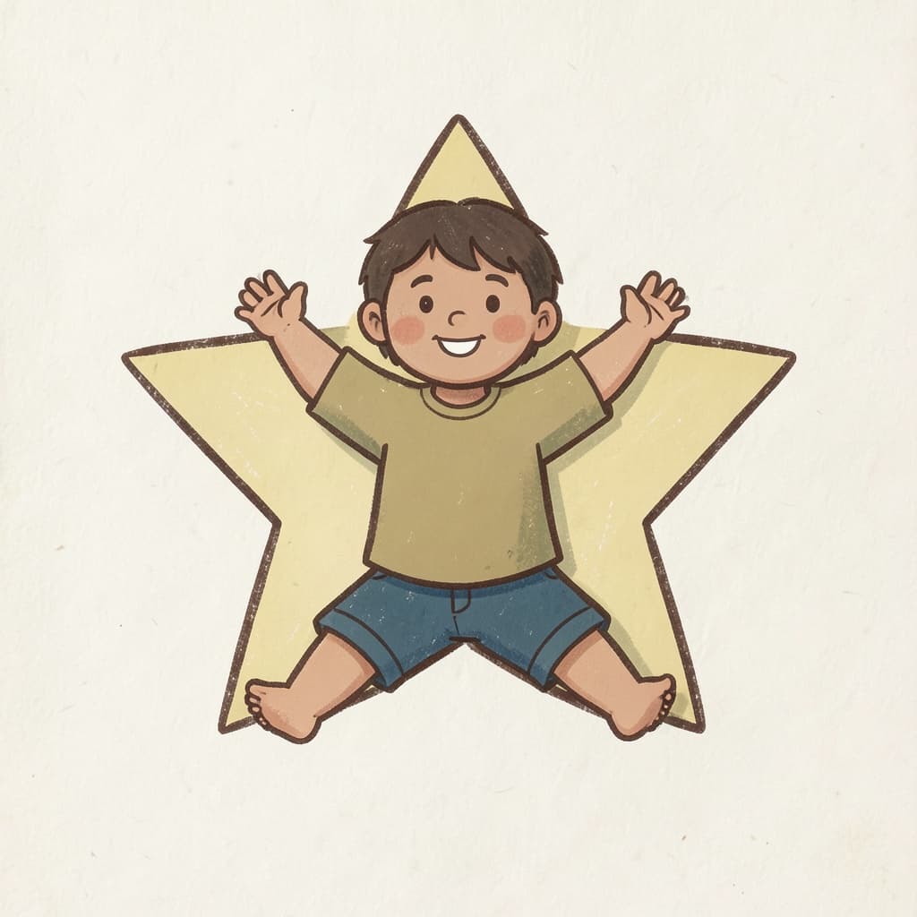 A child showing arms and legs, stretching in a star shape.