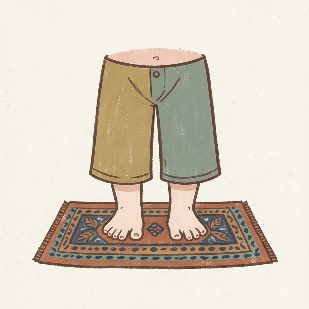 A pair of bare feet standing on a mat.