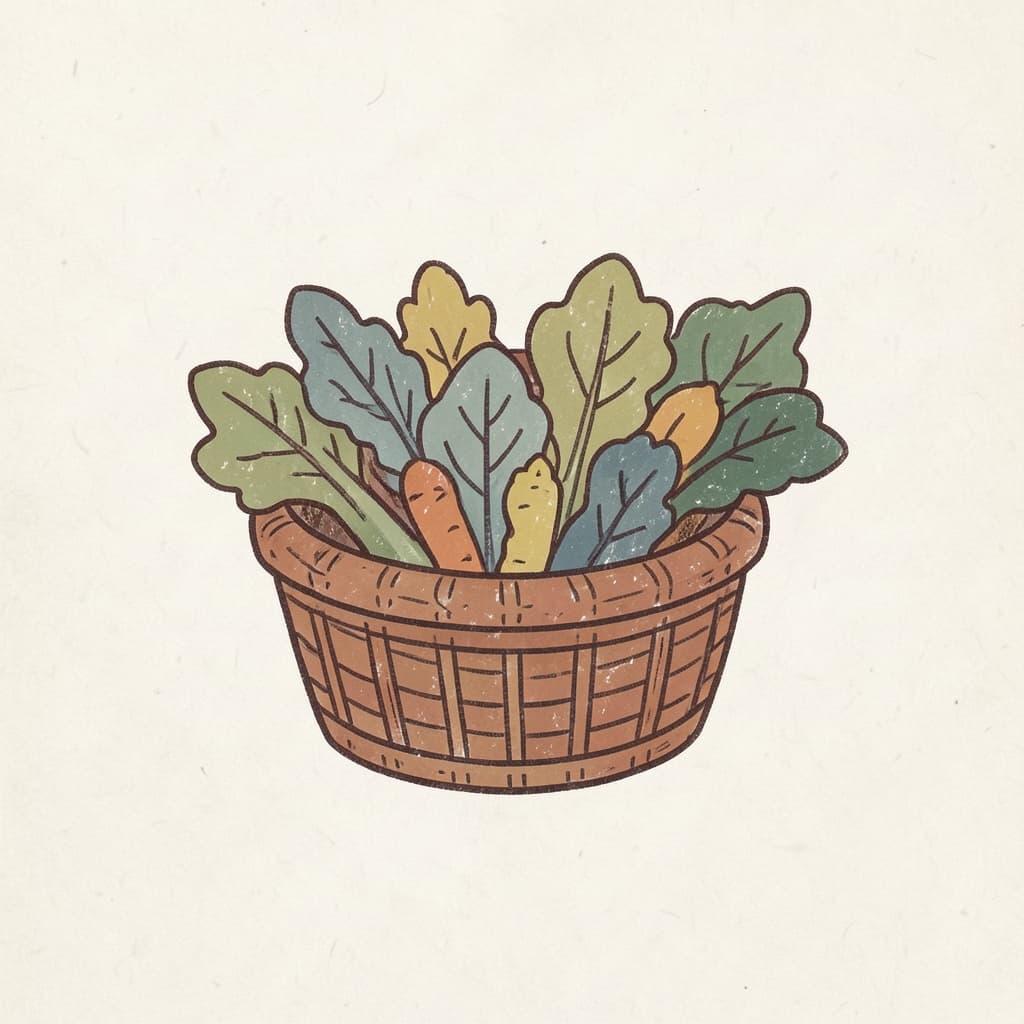 A basket full of fresh green leafy vegetables.
