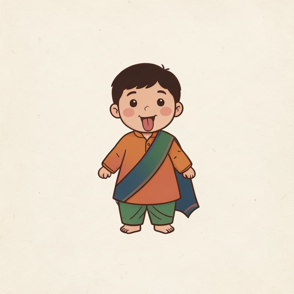 A child playfully sticking out the tongue.
