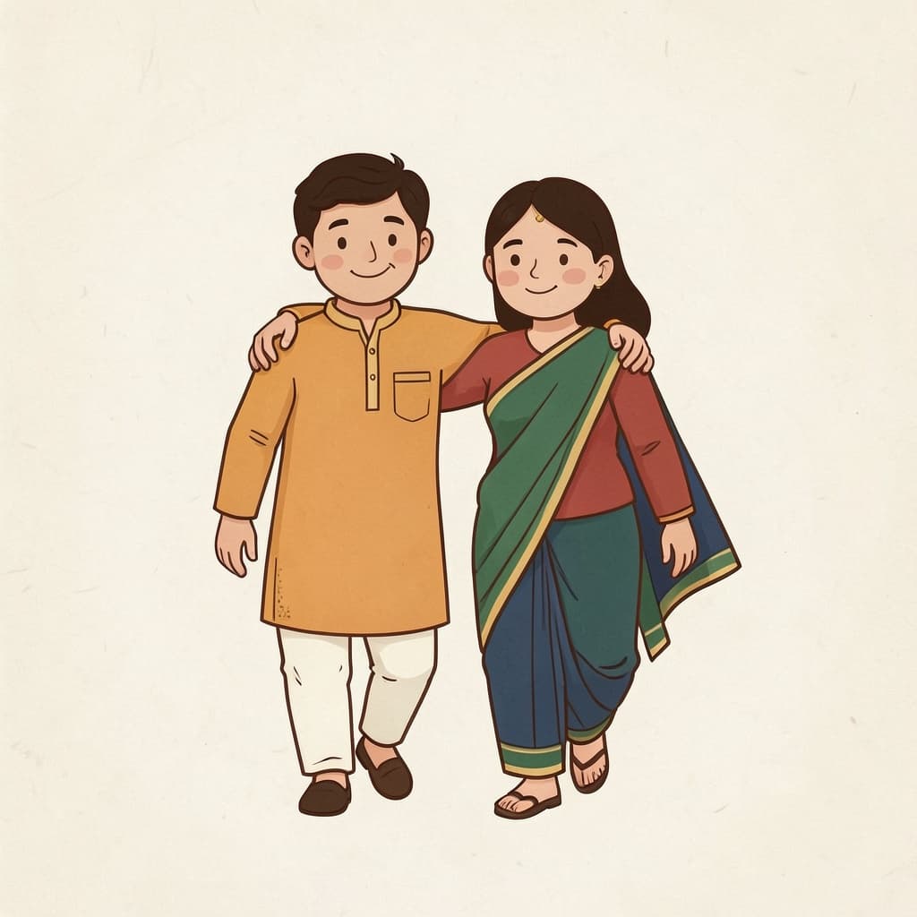 Two friends walking with their arms around each other's shoulders.